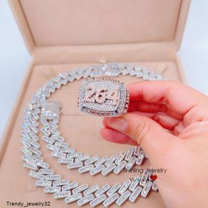 Buzlu VVS Moissanite Şampiyonası Yüzüğü Özel Mücevher Dropshipping Silver Men's Opp Tag Hip Hop Hiphop Square Yıldönümü Gra