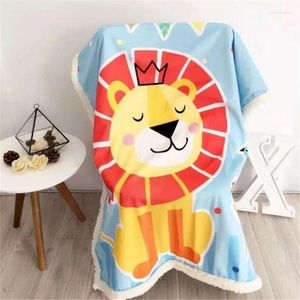 Blankets Cartoon Baby Receiving Blanket Thicken Warm Fleece Cobertor Infant Swaddle Envelope Stroller Wrap For Born Bedding