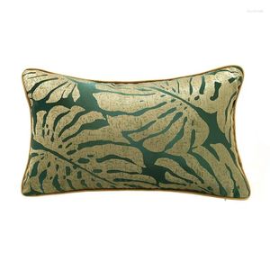 Kissen mit grünen Blättern, Palmen-Jacquard-Überwurf, dekorativer Bezug für Sofa, 30 x 50 cm, luxuriöses, modernes Wohnzimmer, Heimdeko