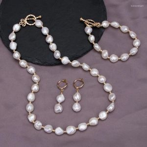 Necklace Earrings Set Women's Natural Pearl Jewelry Bracelet And Fine Wedding