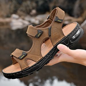 Sandals Jumpmore Beach Shoes Summer Cow Leather Men Sandals Tamanho 38-45 230413