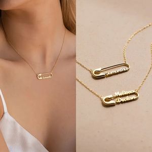Pendant Necklaces Pendant Necklaces Custom Name Safety Pin Necklace Fashion Vintage Elegant Charm Simple Clavicle Personalized Party Jewelry Gift Women 231113