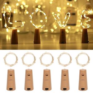 Strängar 10 20 lampor Fairy LED Copper Wire Wine Bottle With Cork Lighting String Holiday Lamp för Wedding Party Christmions Decoration