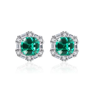 Emerald Stud Earrings Exquisite Jewelry Europe Fashion Women Micro Set Zircon S925 Sterling Silver Geometric Earrings Women Wedding Party Valentine's Day Gift SPC