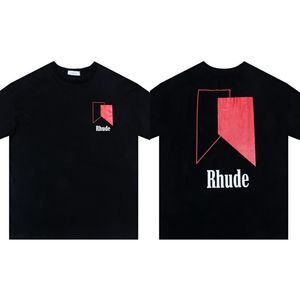 Rhude Brand Printed T Shirt Men Women Round Neck T-shirts Spring Summer High Street Style Quality Top Tees RHUDE Asian Size S-XL Camiseta Casablanca A23