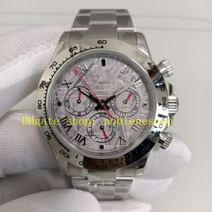 Authentic Photo Mens Chronograph Watch 40mm Meteorite Dial White Gold 116519 Stainless Steel Bracelet 7750 Movement Automatic Chrono Sport Watches