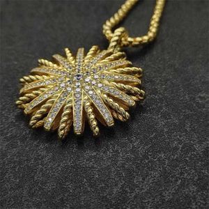 Conjunto de designer de corrente de caixa amarela colares de luxo dy ouro colar de girassol simplificado com diamantes 18k pingente vintage presente de natal