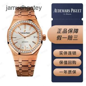 Ap Swiss Luxury Watch Royal Oak Series 15451or Rose Gold Incrustado Diamante Voltar Transparente Moda Casual Relógio de Pulso Mecânico 15451or.zz.1256or.01 O3ik