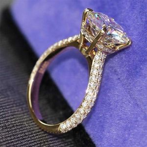 Heißer Verkauf Fashional 14K Gelbgold Halo Moissanit Ring Verlobungsdiamant Ring für Frau