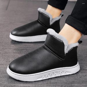 Мужские ботинки 2023, зимние теплые короткие плюшевые мужские ботинки на платформе, удобные хлопковые водонепроницаемые ботинки на плоской подошве со снегом, мужские ботильоны, большой размер