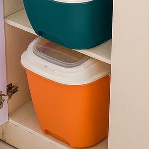 Storage Bottles Rice Buckets Space Saving Cereal Food Container Large Capacity Rolling Wheel Grain Bucket For Home