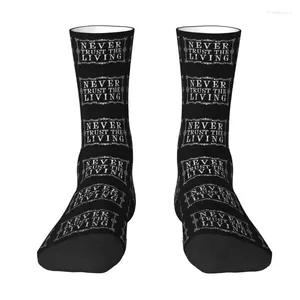 Herrensocken Never Trust The Living Kleid für Männer Frauen Warme Mode Goth Okkult Halloween Hexe Zitat Crew