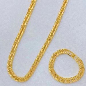 Necklace Earrings Set For Men Gold Color 10mm Width Link Chain Bracelet & 2pcs Fashion Jewellry Accessories Party Gifts