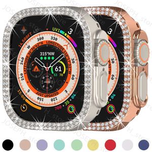 Andere Modeaccessoires Diamond Case für Apple Watch Ultra 8 49 mm Bling Bumper Protector IWatch Series 8 PC Cover Zubehör für Frauen Crystal Frame J230413