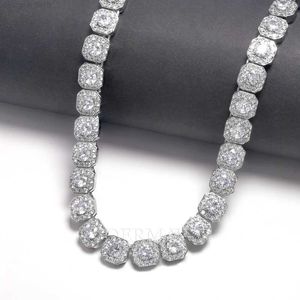 Price Moissanite Chain 12mm Square Tennis Cluster Link Sterling Silver 925 Hiphop Necklace