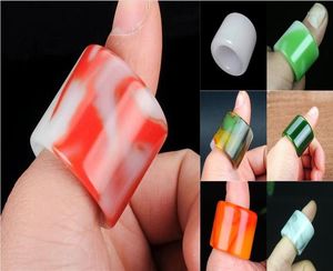 Cluster Rings Natural Jasper Ring Green Fine Jewelry Men China Hand Carving Fashion Amulet Women Gifts Thumb Charm Jadeite