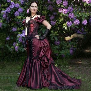 Mittelalterliche Vintage Abendkleider weg von der Schulter viktorianischen Bustle Taft Abendkleid für Frauen Sweetheart Neck Korsett Plus Size Kleider für besondere Anlässe 2023