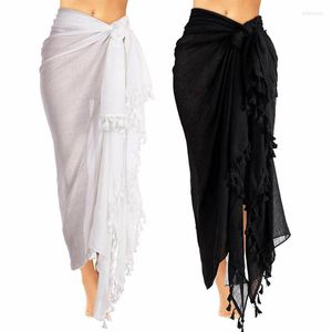 Costume da bagno da donna Donna Sarong Pareo Copricostume da bikini avvolgente Costume da bagno trasparente Gonna con nappe Abito Costume da bagno Costume da bagno Spiaggia