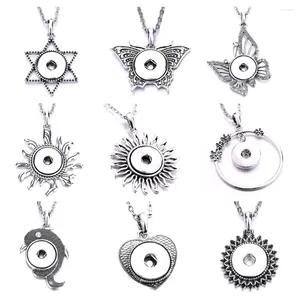 Pendant Necklaces 10pcs Retro Sun Moon Snap Button Necklace Jewelry Vintage Metal Heart Dolphin