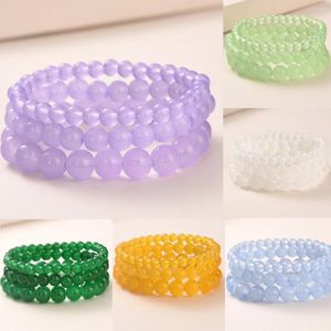 Charme Pulseiras 3 Pçs / Set Beads Pulseira Natural Stone Stretch Para Mulheres Homens Clássico Pulseira De Vidro Yoga Jóias