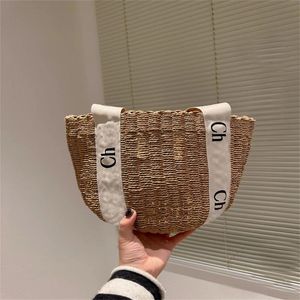 Shoulder bag beach woody totes luxury straw bags design aesthetics linen lining weaving process high capacity canvas handle crossbody bucket bag fashion XB015 E23