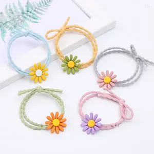 Hårtillbehör 5st Colorful Scrunchies Girls Cute Flower Cartoon Ties Band Temperament High Elastic Ropes Trendy Headwear