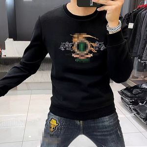 Europeu 2023 novo outono e inverno high end quente diamante camisola masculina em torno do pescoço marca de moda casual manga longa camiseta underlay