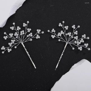 Headpieces Trendy Bridal Hair Accessories Rhinestone Flower Pins Set Silver Gold Pottery and Porslin Wedding Head Jewelry