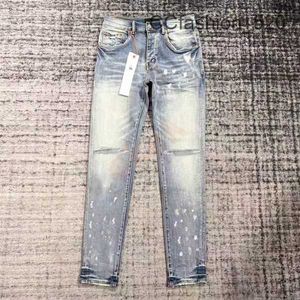 Jeans viola per jeans da uomo firmati Pantaloni in denim da donna Jeans da motociclista strappati effetto consumato Jeans da motociclista slim fit EEI6