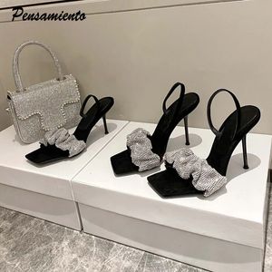 Klänningskor stjärna stil lyxiga strass kvinnor sandaler elegant stilett höga klackar slingback gladiator sandaler sommar party prom skor 231113