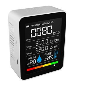 5 in 1 Monitor della qualità dell'aria a infrarossi Sicurezza domestica TVOC CO2 Tester del sensore di umidità della temperatura Rilevatore di anidride carbonica formaldeide Aljif