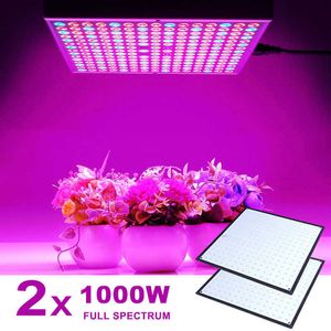Grow Lights 2PCS 1000Wフルスペクトル屋内LED植物成長用ライトテントフィトランピフィトUV IRレッドブルー225 LEDフラワープラントP230413
