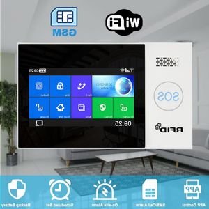 FreeShipping WIFI GSM smart Alarm System home Security Burglar kit 43 inch touch screen APP Remote Control RFID Arm Disarm Ekdww