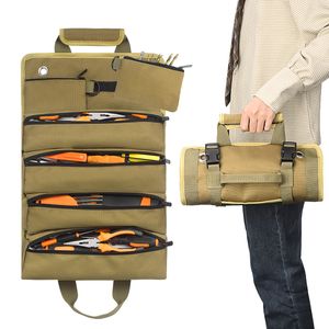 Verktygsväska Verktygsorganisatörer Portable Electrician Tool BagDetchable Puches Heavy Duty Roll Up Tool Bag Organizer6 Tool Pouches Tool 230413