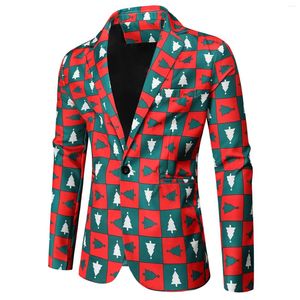 メンズスーツスーツ印刷されたクリスマスシングルブレストカジュアルファッションジャケットコートジャケット