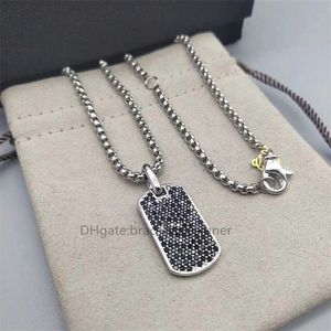 Designer Dy Luxury Top Quality 18K Box Chain Halsband Halsband Pläterad Streamline Dog Tag In Silver 925 Gold Jewelry Black Diamonds Silver Chain Chains Gratis mode