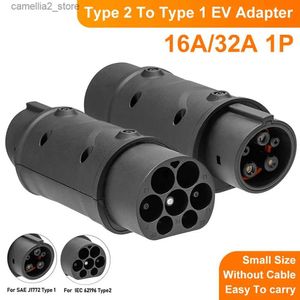 Acessórios para veículos elétricos Conector de carregamento de veículo elétrico Type2 para Type1 16A / 32A EV Conversor adaptador de carregador de carro IEC 62196 J1772 Acessórios EVSE Q231113