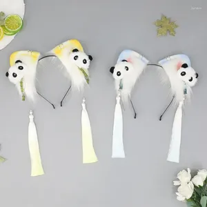 Saç klipsleri kafa bandı hayvan cosplay kulak panda kafa bantları kız püskül tiaras