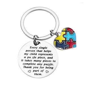 Keychains Autism Awareness Jigsaw Puzzle Keychain Hope Colorful Piece Printed Pendant Key Ring Gift Teacher Gifts