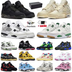 Box Women Basketball Shoes with Thunder 4 Military Cat 4s Pine Green Iv Doernbecher Pink White Oreo Black Cats Size 13 Men s s