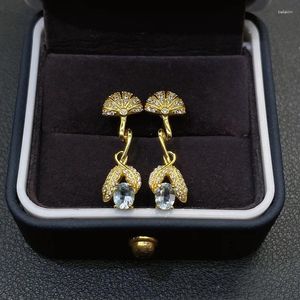 Orecchini pendenti YULEM Orecchino a goccia con topazio azzurro naturale con pietra di dimensioni 4X5 mm e argento sterling 925 per le donne Gioielli dal design classico