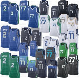 Kyrie Irving 2 Luka Doncic 77 Basketball Jersey Stitched Jerseys Black White Blue Navy 2023