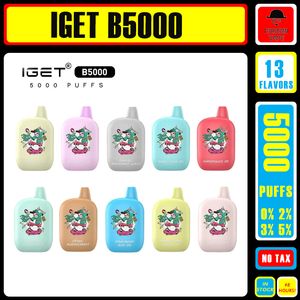 Original IGET B5000 Disposable Device E cigarettes Kit 5000 Puffs 550mAh Battery 13ml Prefilled Cartridge Pods Rechargeable Type-C Vape Pen Bar BOX in stock