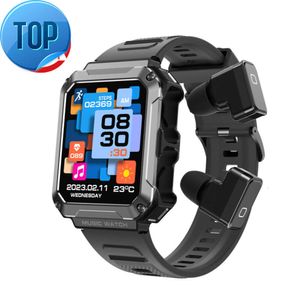 Maxtop venda quente tela ips à prova dwaterproof água toque completo esporte relógio monitor de temperatura corporal 2 em 1 bt fone de ouvido digital relógio inteligente