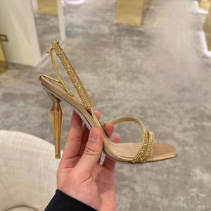 Fashion SNC Sandals Moraima Gold Athonestones High Heel Shoes Summer Open Toe вырезания Gladiator Strange Heels Pumps 4468 S