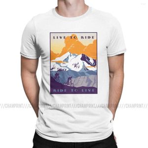 Men's T Shirts Men T-Shirt Live To Ride Retro Cycling Poster Leisure Tees Bike Bicycle Biking Crewneck Clothes Gift Idea