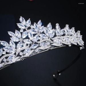 Klipy do włosów Beaqueen Wspaniała liść biżuteria w biżuterię sześcienne Crystalia Crystalne narzeczone druhny Tiara Crown Headband Akcesoria H015