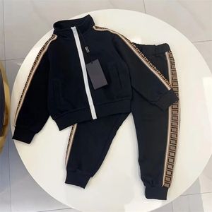 Kids girls boys fashion 2 pcs sets black letter sport tracksuit luxury designer casual autumn loose zipper outfit for baby children girl boy clothes