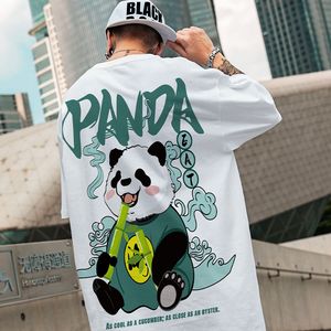 Męskie koszulki kawaii vintage anime panda nadruk t shirt zabawne mężczyzn Summer Sumpal krótkie rękawy
