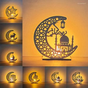 Lâmpadas de mesa Festival de decoração do Ramadã Luzes da lua de madeira Deco Quarto 2023 Iluminação de festa decorativa